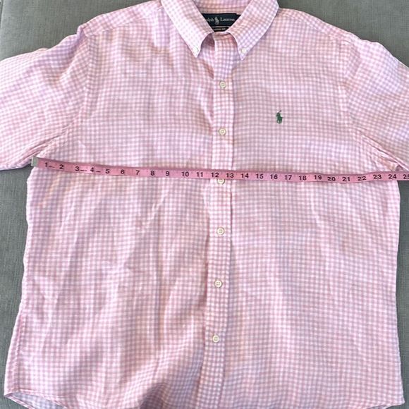 Ralph Lauren Pink & White Checked Linen Classic Fit Shirt Size Large - Picture 7 of 10